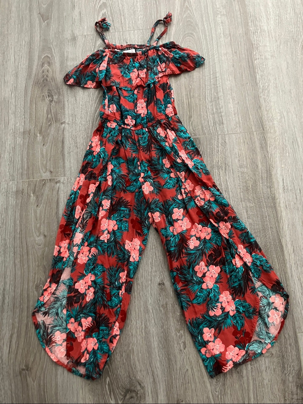 EPIC TREADS Girls Tulip Legs Designed Floral Print Summer Jumpsuit | S